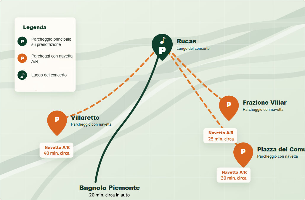 Mappa dei parcheggi e delle navette